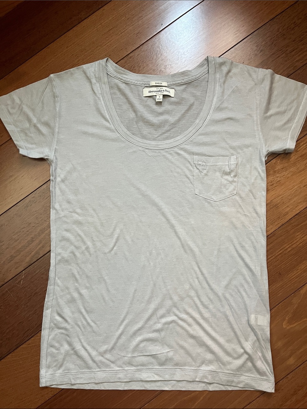 NWOT Y2K Abercrombie Moose Logo Sheer Pocket Tee